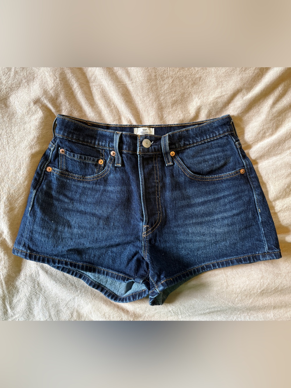 Levi's Dark Indigo High-Rise Denim Shorts